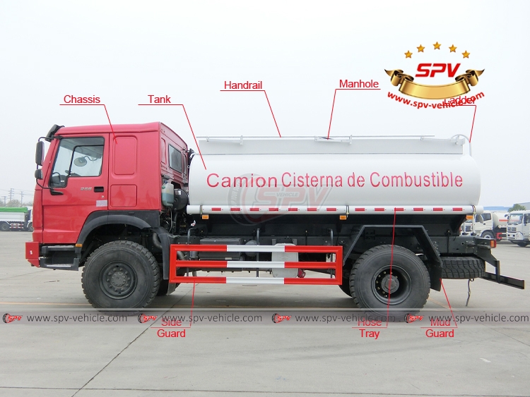 10,000 litres Fuel Tank Truck Sinotruk HOWO 4X4 - Left side